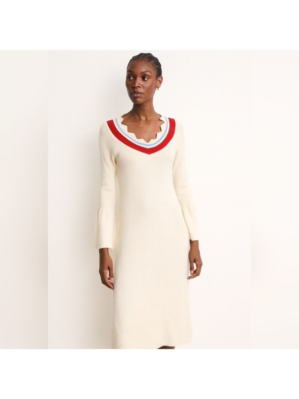 YE'S by YESIR Unique 🌟Sweater  Dress /Bell Sleeves MidiMaxi Length. Size Large